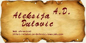 Aleksija Dulović vizit kartica